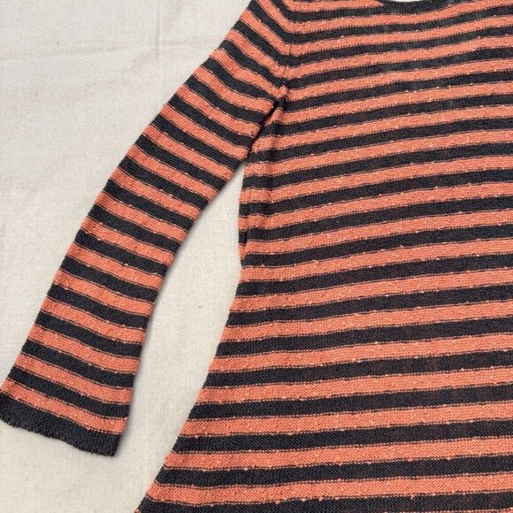 Free People Striped Black & Orange Long-Sleeve A-Line Knit Dress PS - Picture 4 of 15
